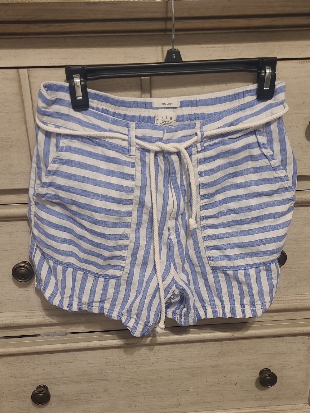 Nicole Miller   Lightweight Blue and White Striped Women’s Shorts